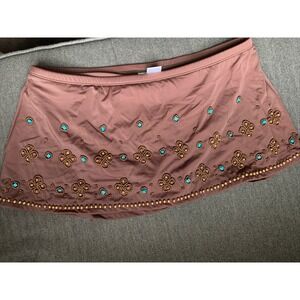 NEW Shape FX Beaded Swim Skirt Brown, Tummy Control SZ 16 NWT (J28) 0200